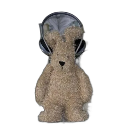 hat, mask, staff, animal, 3d render, stuffed, wearing, headphones transparent PNG cut-out