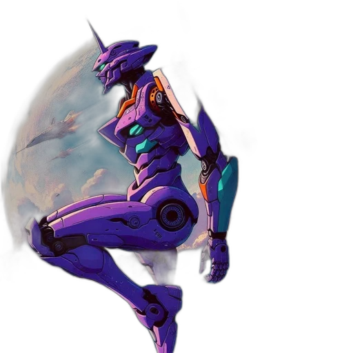 robot, dragon, weapon, staff, concept art, comic book art, vaporwave, anime transparent PNG cut-out