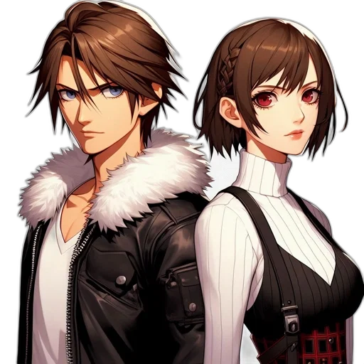 jacket, staff, concept art, pixel art, fantasy art, anime, snow, monochrome transparent PNG cut-out