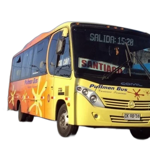 staff, 3d render, photorealistic, yellow, orange, pullman, bus, parked transparent PNG cut-out