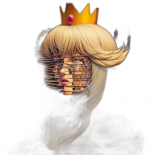crown, mask, hair, face, concept art, fantasy art, pixel art, watercolor transparent PNG cut-out