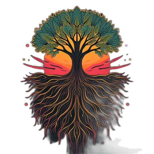 tree, crown, hair, mask, fantasy art, watercolor, concept art, pixel art transparent PNG cut-out