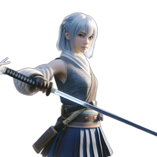 sword, staff, weapon, concept art, 3d render, fantasy art, anime, monochrome transparent PNG cut-out