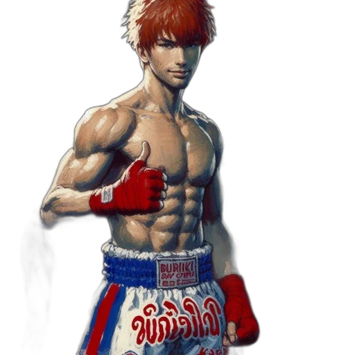 weapon, concept art, pixel art, fantasy art, photorealistic, muscular, boxer, red transparent PNG cut-out