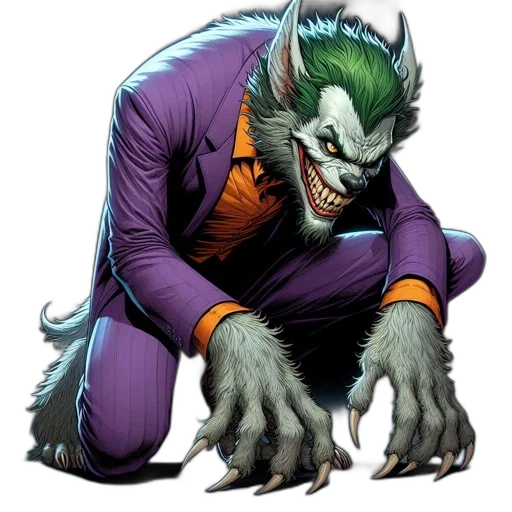 creature, mask, animal, comic book art, concept art, menacing, wolf-like, jester transparent PNG cut-out