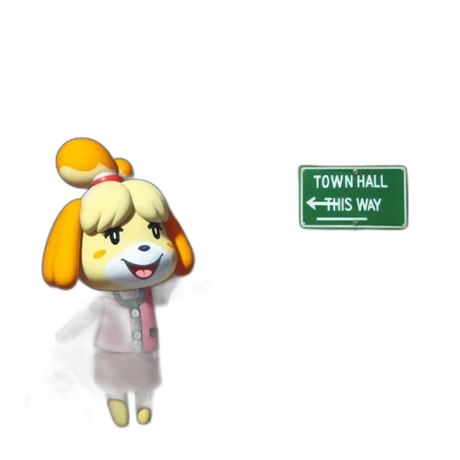staff, animal, 3d render, concept art, pixel art, cartoon, figure, isabelle transparent PNG cut-out