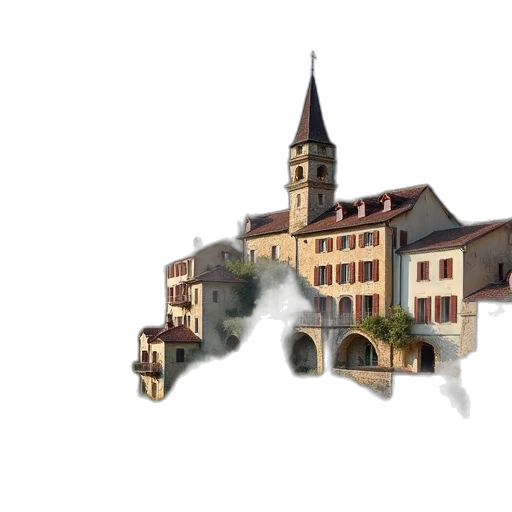 building, concept art, photorealistic, 3d render, watercolor, fog, city street, best transparent PNG cut-out