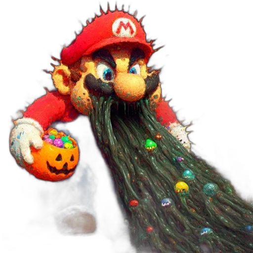 creature, hat, mask, animal, concept art, 3d render, pixel art, mario transparent PNG cut-out
