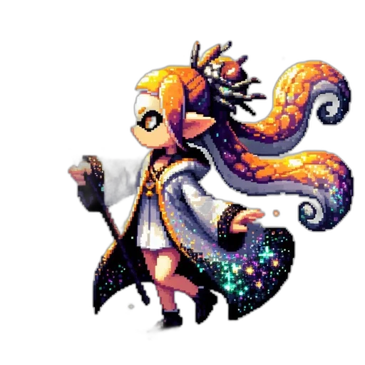 staff, dragon, creature, pixel art, concept art, fantasy art, 3d render, monochrome transparent PNG cut-out