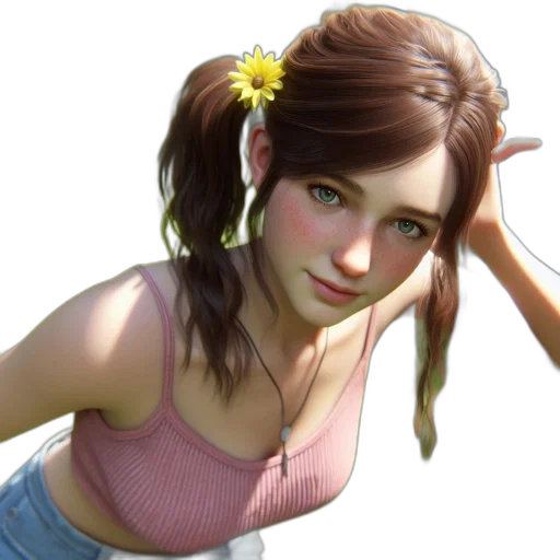 face, staff, flower, jewelry, photorealistic, concept art, 3d render, fantasy art transparent PNG cut-out