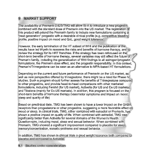 document, titled, market, support, discusses, availability, premarin, 625 transparent PNG cut-out