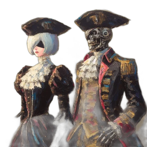 mask, jacket, dress, crown, concept art, fantasy art, oil painting, 3d render transparent PNG cut-out