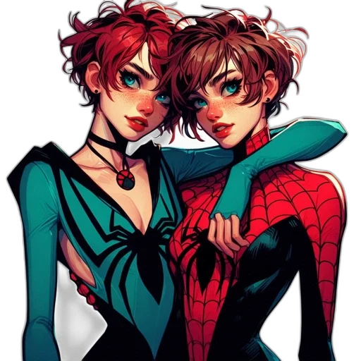 comic book art, concept art, pixel art, fantasy art, red, dark, green, two transparent PNG cut-out