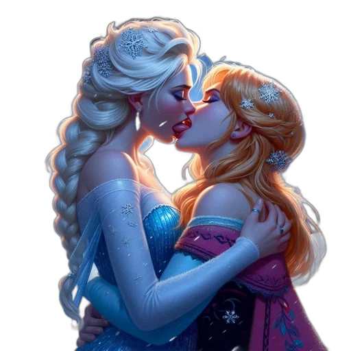 concept art, fantasy art, comic book art, snow, blue, frozen, elsa, anna transparent PNG cut-out