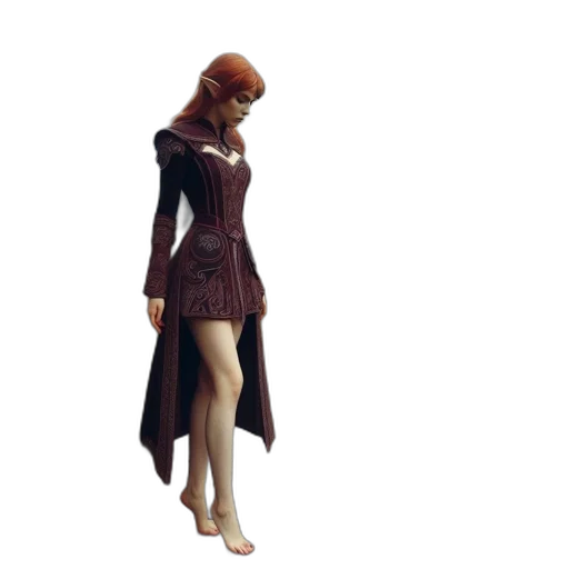dress, jacket, 3d render, concept art, photorealistic, fantasy art, dark, earth tones transparent PNG cut-out