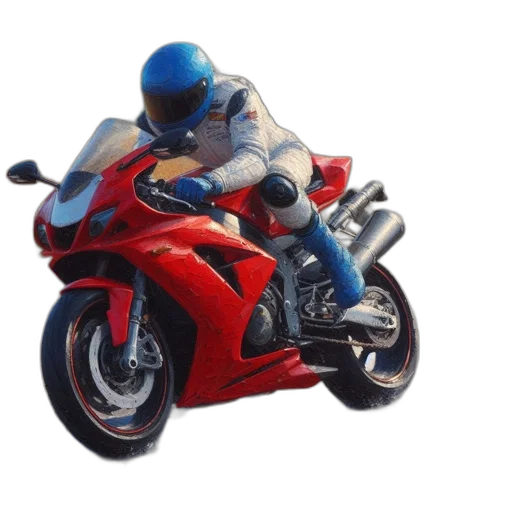 photorealistic, 3d render, concept art, oil painting, scenic, countryside, speeding, motorcyclist transparent PNG cut-out
