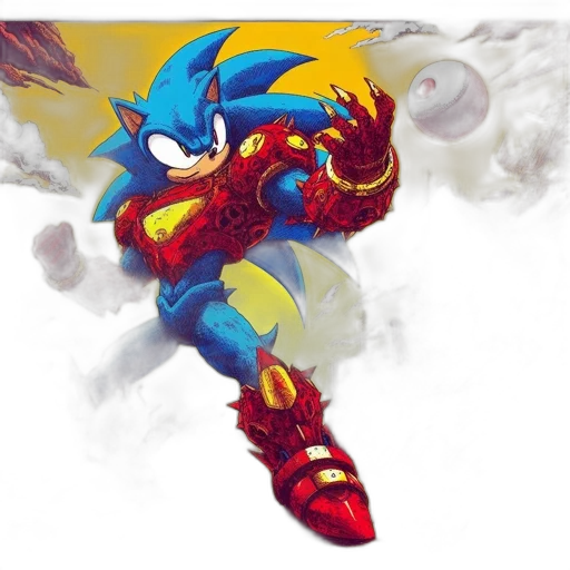 concept art, comic book art, pixel art, fantasy art, blue, colorful, sonic, hedgehog transparent PNG cut-out