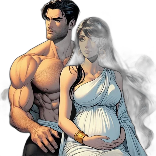 comic book art, concept art, fantasy art, photorealistic, fog, two, royal-looking, animated transparent PNG cut-out
