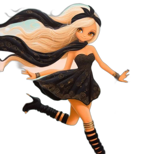 dress, hair, fantasy art, concept art, anime, 3d render, dark, monochrome transparent PNG cut-out