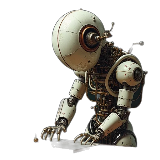robot, concept art, 3d render, cyberpunk transparent PNG cut-out