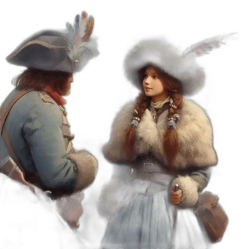 hat, jacket, face, staff, concept art, fantasy art, oil painting, photorealistic transparent PNG cut-out