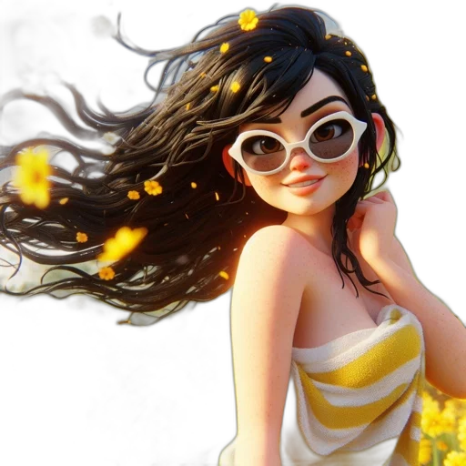 flower, dress, fantasy art, 3d render, photorealistic, concept art, fire, golden transparent PNG cut-out