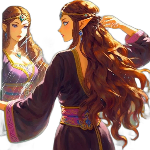 hair, crown, dress, fantasy art, concept art, oil painting, photorealistic, fire transparent PNG cut-out