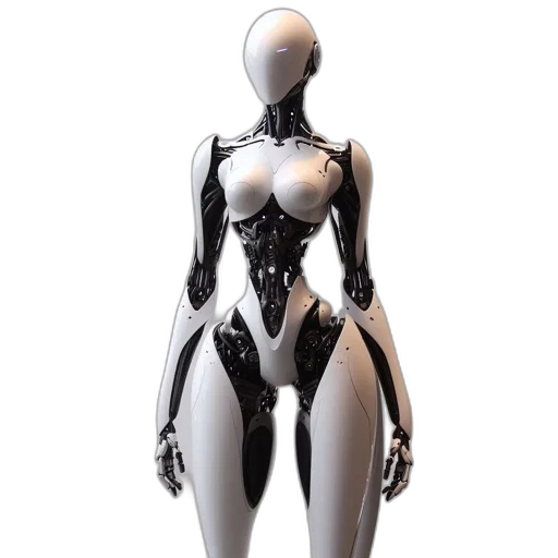 robot, dress, jewelry, 3d render, concept art, cyberpunk, comic book art, elegant transparent PNG cut-out
