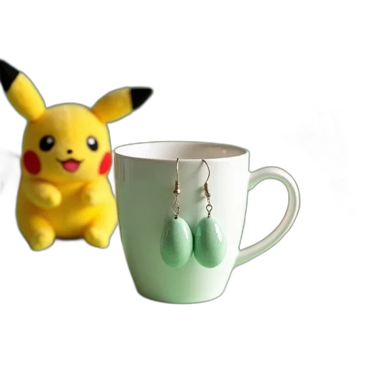 jewelry, 3d render, photorealistic, pastel, white, ceramic, mug, two transparent PNG cut-out