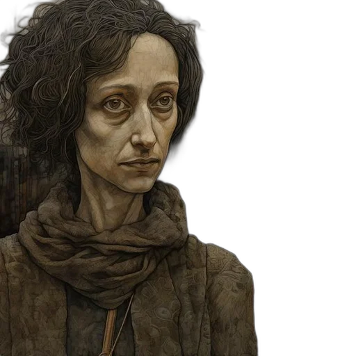 face, concept art, photorealistic, fantasy art, comic book art, somber, portrait, woman transparent PNG cut-out