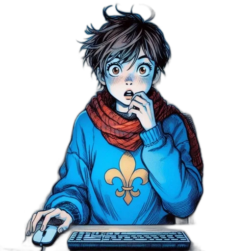 staff, jewelry, pixel art, concept art, comic book art, anime, blue, animated transparent PNG cut-out