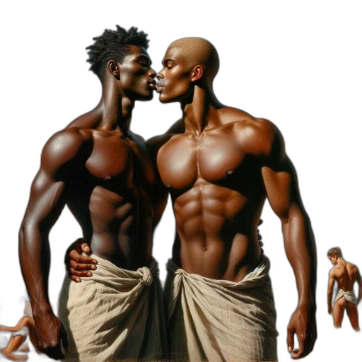 concept art, photorealistic, fantasy art, 3d render, beach, underwater, two, shirtless transparent PNG cut-out