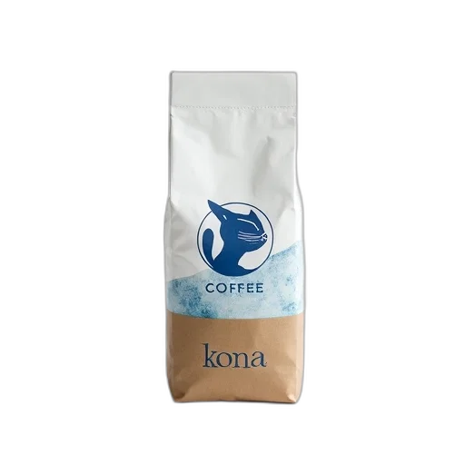 food, close-up, image, white, coffee, bag, blue, logo transparent PNG cut-out