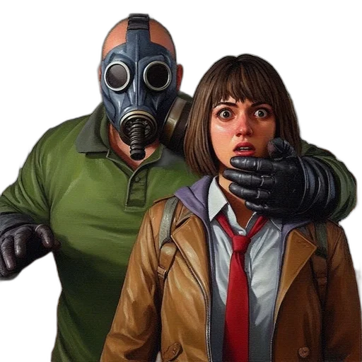 mask, jacket, face, weapon, concept art, comic book art, cyberpunk, photorealistic transparent PNG cut-out