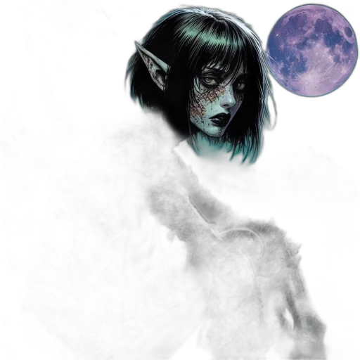 creature, fantasy art, concept art, comic book art, photorealistic, outer space, night, fog transparent PNG cut-out