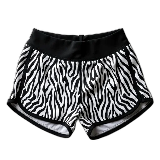 monochrome, pair, black, white, patterned, shorts, laid, out transparent PNG cut-out