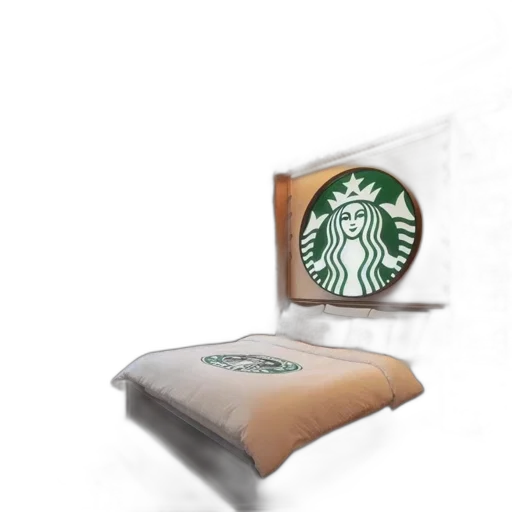 food, weapon, 3d render, photorealistic, concept art, earth tones, starbucks-themed, bedroom transparent PNG cut-out