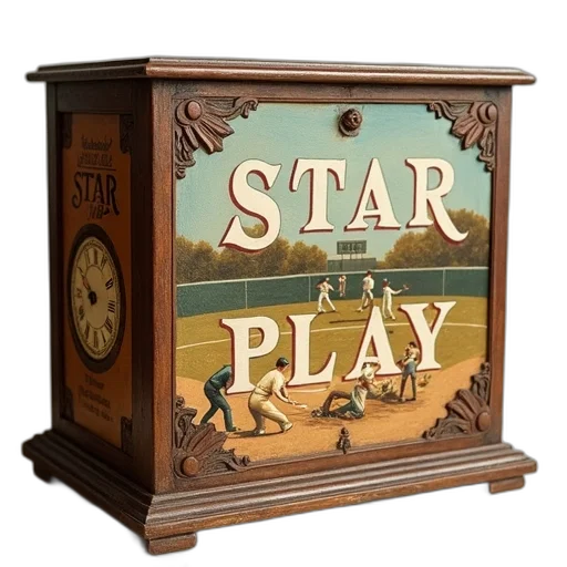 furniture, 3d render, concept art, vintage, baseball-themed, box, worn, aged transparent PNG cut-out