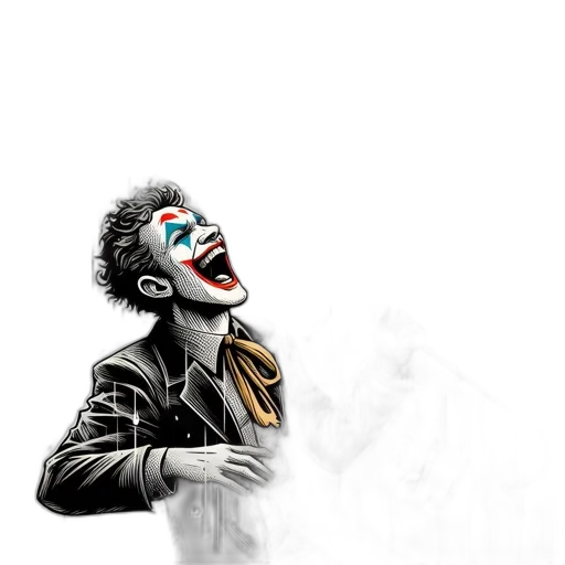 comic book art, concept art, cartoon, photorealistic, fire, clown-like, character, umbrella transparent PNG cut-out