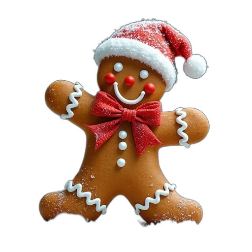 3d render, merry, gingerbread, man, snowflakes, vector, priceless transparent PNG cut-out