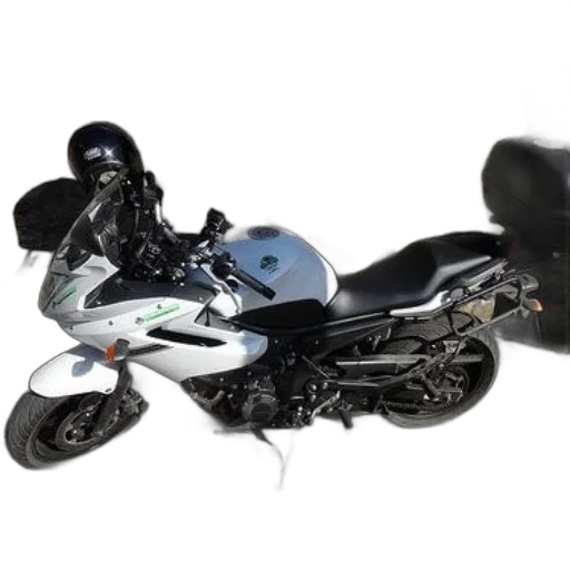 3d render, photorealistic, white, motorcycle, black, accents, parked, against transparent PNG cut-out