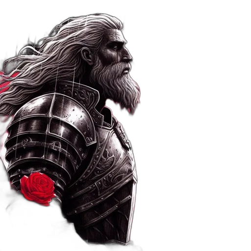 sword, fantasy art, concept art, comic book art, pixel art, bearded, man, armor transparent PNG cut-out
