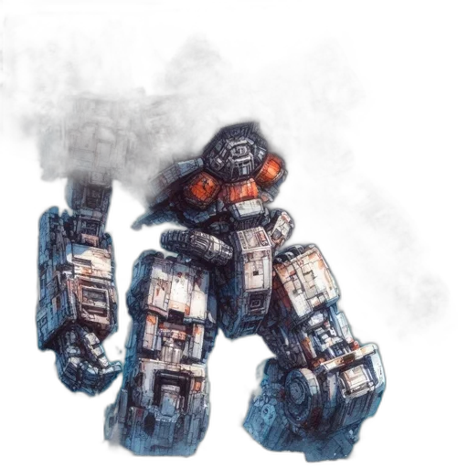 robot, weapon, concept art, watercolor, fantasy art, pixel art, fog, outer space transparent PNG cut-out