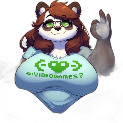 creature, pixel art, concept art, cartoon, vaporwave, green, anthropomorphic, panda transparent PNG cut-out