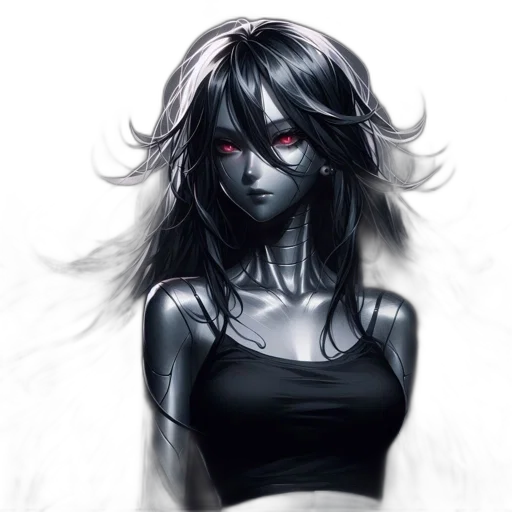 mask, face, robot, hair, fantasy art, concept art, comic book art, cyberpunk transparent PNG cut-out