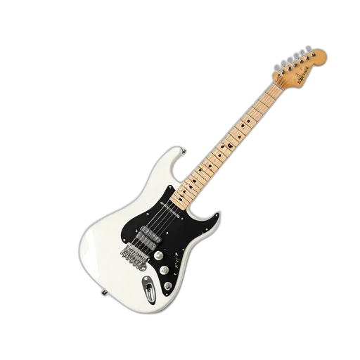 weapon, white, electric, guitar, black, pickguard, headstock, displayed transparent PNG cut-out