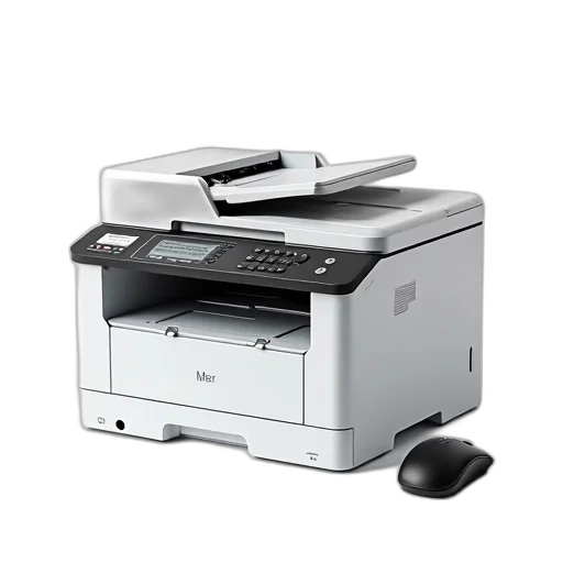robot, 3d render, monochrome, white, office, printer, flatbed, scanner transparent PNG cut-out