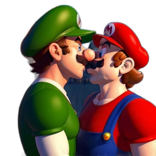 mask, face, 3d render, concept art, luigi, mario, two, video transparent PNG cut-out
