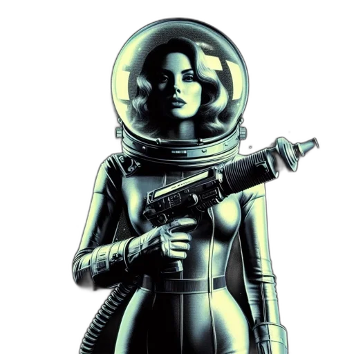 weapon, staff, robot, comic book art, concept art, pixel art, cartoon, outer space transparent PNG cut-out