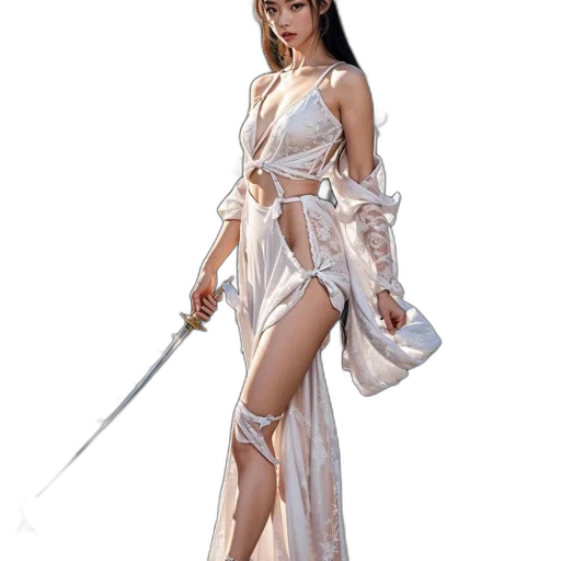 sword, staff, dress, weapon, fantasy art, concept art, pixel art, photorealistic transparent PNG cut-out